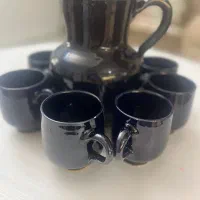 یک دست لیوان و پارچ سفالی