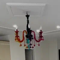 لوستر کریستال رنگی ۶شاخه به همراه لوستر آشپزخانه