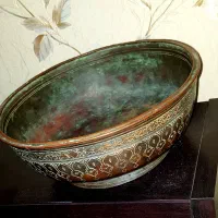 بادیه مسی قاجاری بزرگ، سنگین و جاندار|کلکسیون اشیاء عتیقه|کرمانشاه, |دیوار