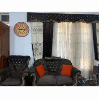 مبل راحتی رنگ قهوه‌ای مخمل باپرده ست