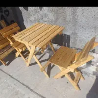 میز و صندلی چوبی تاشو