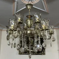 دو عدد لوستر ۵شاخه ده شعله برنز پرنور|لوستر و چراغ آویز|کرمانشاه, |دیوار