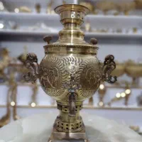 سماور برنجی زغالی اصل ۸ لیتری شیرو خورشید