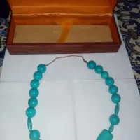 گردنبند فیروزه ای تمام سنگ اصل