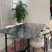 صندلی چهارنفر به همراه میز سنگ طبیعی کاردست