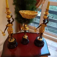 جفت شمعدان برنز آنتیک