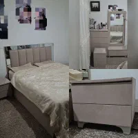 سرویس خواب رنگ نخدی در حد نو