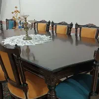 مبل هفت نفره ونهار خوری هشت نفره چوب گردو|مبلمان خانگی و میز عسلی|خرم‌آباد, |دیوار