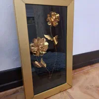 تابلو گل طلایی سه بعدی