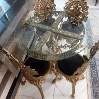 میز ناهارخوری چهارنفره شیشه و فلز