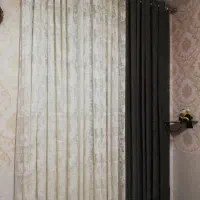 پرده پانچ پتینه حریر طرح دار کنار پرده کالیفرنیا|پرده، رانر، رومیزی|شیراز, ده پیاله|دیوار