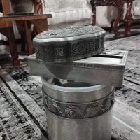 ست جا دستمالی و سطل و جا کاردی سیلور