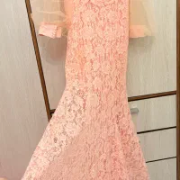 لباس مجلسی صورتی گیپور قیمت مناسب|لباس|همدان, |دیوار