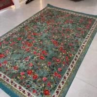 فرش ماشینی ابریشمی نقشه گلبهار ماچایی
