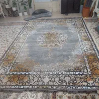 فرش وینتیج 700شانه طوسی طلایی ترنج دار نو...