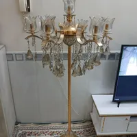 آباژور برنجی کنار سالنی ۷ شاخه با لوازم