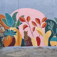 نقاشی دیواری میکروسمنت ورق طلا|خدمات پیشه و مهارت|تهران, فلسطین (میدان انقلاب)|دیوار