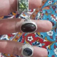 انگشتر نقره شجره .عقیق .موزنایت