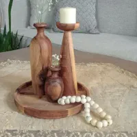 ست دکوری چوب گردو رایزر چوبی جاشمعی|بوفه، ویترین، کنسول|مشهد, شهرآرا|دیوار