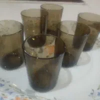 ست ۶ نفره استکان دودی اصل فرانسه  Vereco نعلبکی