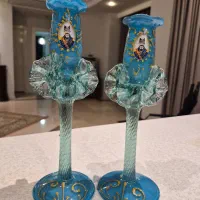 یک جفت شمعدان طرح قجری