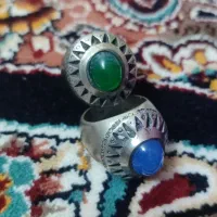 انگشتر عقیق کبود با عقیق سبز
