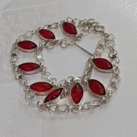 دستبند نقره عیار ۹۲۵ نگین مارکیز بادامی کد۹۴۴