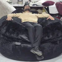بین بگ(مبل شنی)مبل راحتی سایز۱۴۰تکنفره مشکی خز