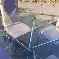 میزناهارخوری چهارنفره استیل|میز و صندلی غذاخوری|کرج, شهرک ویلایی ۳۲ دستگاه|دیوار