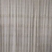 پرده تور سفید طلایی سالم با یالان آبی کله غازی