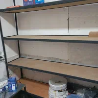 ۲ عدد قفسه فلزی آهنی طبقه بزرگ با کفی|کتابخانه، شلف، قفسههای دیواری|دهاقان, |دیوار