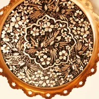 سینی مسی نقره کوب و میناکاری شده