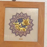 تابلو با ورق طلا نقاشی گل و مرغ