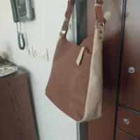 کیف کرم قهوه ایی چرم اصل تبریز