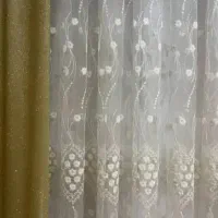 پرده حریر گل دار  به همراه والان|پرده، رانر، رومیزی|رشت, اسماعیل آباد|دیوار