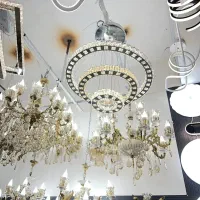 پخش لوستر کریستالی مربع و حلقه ای30%درصد زیر قیمت|لوستر و چراغ آویز|اردبیل, |دیوار