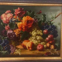 تابلو فرش دستباف سبد میوه و گل