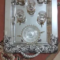 سینی  استیل واستکان کمرباریک قدیمی