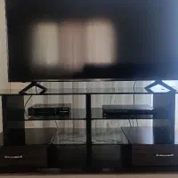 میز تلویزیون چوبی شیشه ای