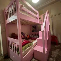 فروش تخت چوبی دو طبقه کودک با تشک رویال اصل|تخت و سرویس خواب|مراغه, |دیوار