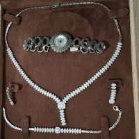 سرویس نقره و ساعت نقره سیاه قلم