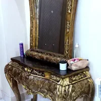 ایینه کنسول کار شده با ورق طلا المانی سفارشی|مبلمان خانگی و میز عسلی|قم, صفاشهر|دیوار