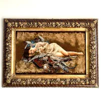 تابلو فرش دختر جواهر فروش