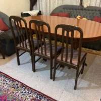 میزنهارخوری ۸ نفره چوب گردو، پایه متحرک|میز و صندلی غذاخوری|مشهد, شهید فرامرز عباسی|دیوار