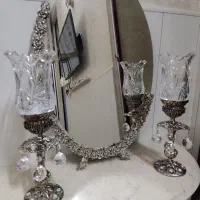 اینه شمعدان به همراه کنسول به رنگ نقره ای سیاه قلم|آینه|کاشان, شهرک امیرالمومنین|دیوار