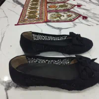 کفش راحتی مشکی روش نگین کارشده سایز37