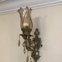 لوستر برنزی شیشه ای و دیوارکوب|لوستر و چراغ آویز|تهران, قبا|دیوار