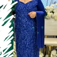 لباس مجلسی  رنگ آبی کاربونی