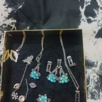 نیم ست نقره و فیروزه