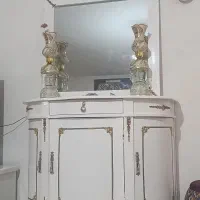 کنسول آینه و شمعدان چوبی